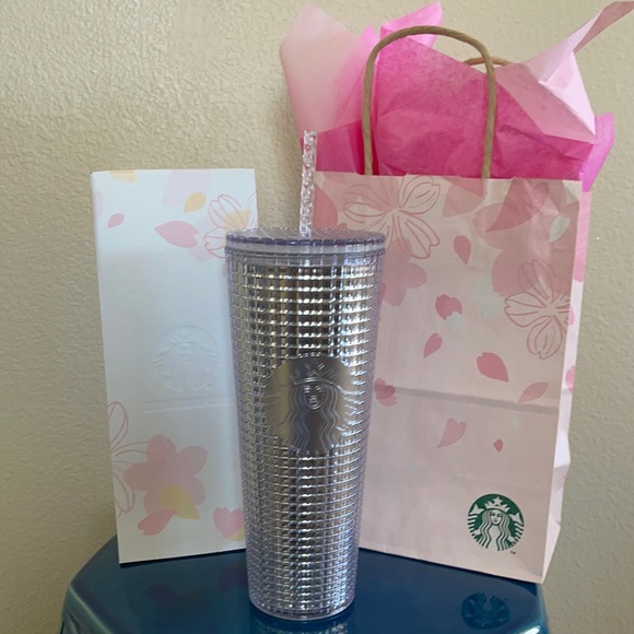 Starbucks Silver/Clear 24 oz Grid Tumbler
